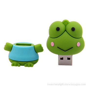 High quality Cartoon Soft pvc cute Frog usb flash drive Adorable cartoon selling memory stick